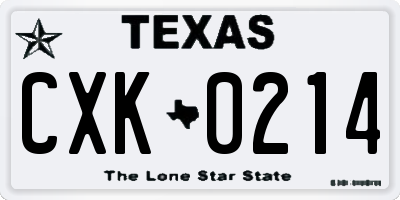 TX license plate CXK0214