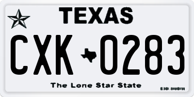 TX license plate CXK0283