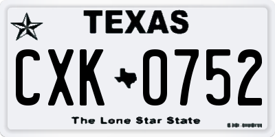 TX license plate CXK0752