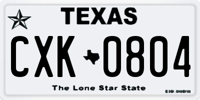 TX license plate CXK0804