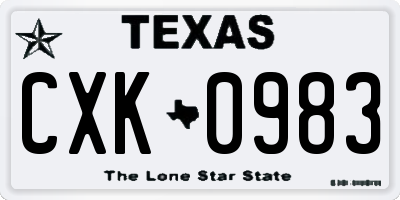 TX license plate CXK0983