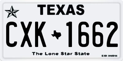 TX license plate CXK1662