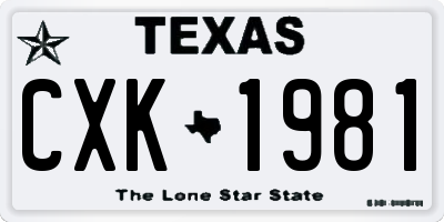 TX license plate CXK1981