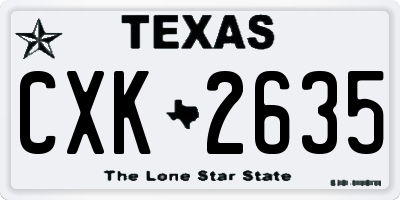 TX license plate CXK2635
