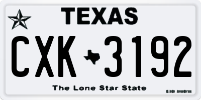 TX license plate CXK3192