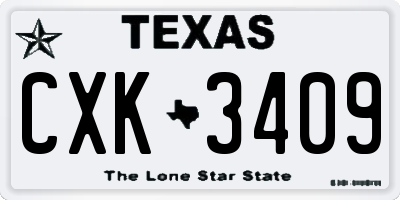 TX license plate CXK3409