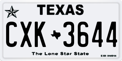 TX license plate CXK3644