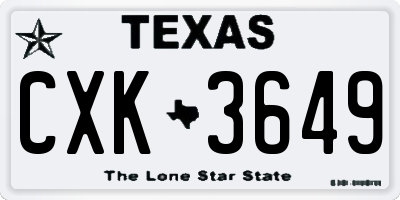 TX license plate CXK3649