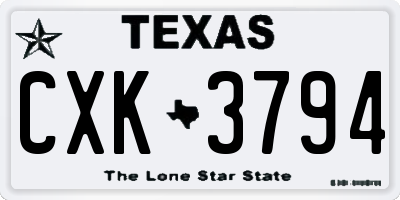 TX license plate CXK3794
