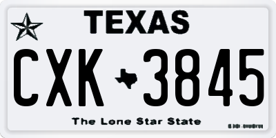 TX license plate CXK3845