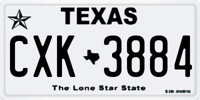 TX license plate CXK3884
