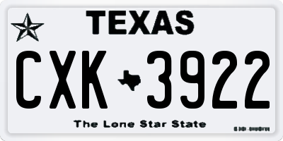 TX license plate CXK3922
