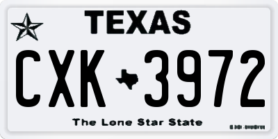 TX license plate CXK3972