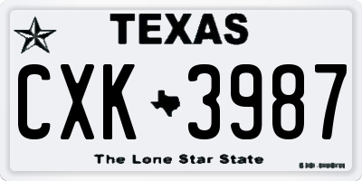 TX license plate CXK3987