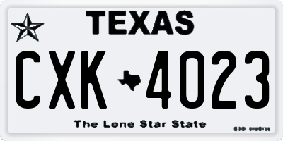 TX license plate CXK4023