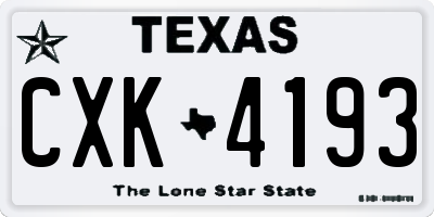 TX license plate CXK4193