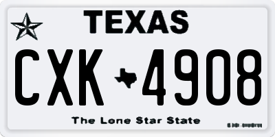 TX license plate CXK4908