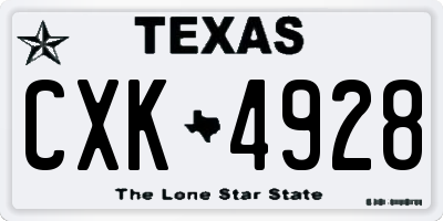 TX license plate CXK4928