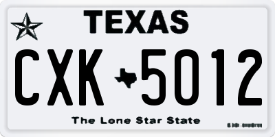 TX license plate CXK5012