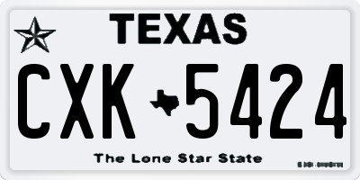 TX license plate CXK5424