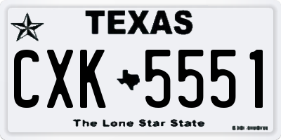 TX license plate CXK5551