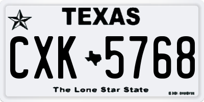 TX license plate CXK5768