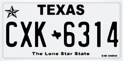 TX license plate CXK6314