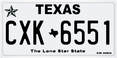 TX license plate CXK6551