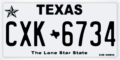 TX license plate CXK6734