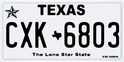 TX license plate CXK6803