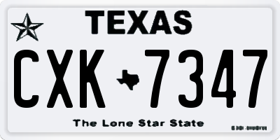 TX license plate CXK7347