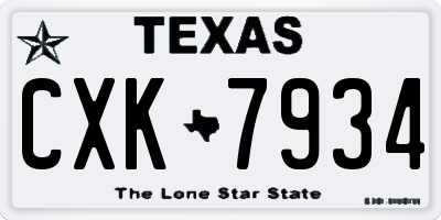 TX license plate CXK7934