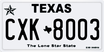 TX license plate CXK8003