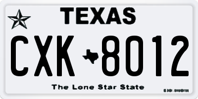 TX license plate CXK8012