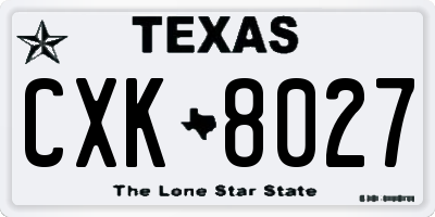 TX license plate CXK8027