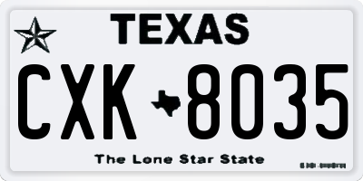 TX license plate CXK8035