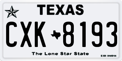 TX license plate CXK8193