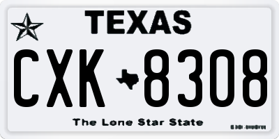 TX license plate CXK8308
