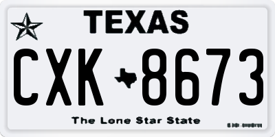 TX license plate CXK8673
