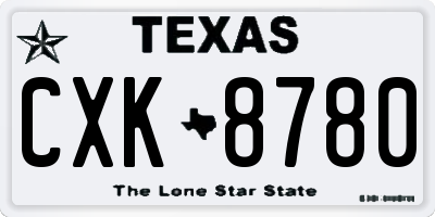 TX license plate CXK8780