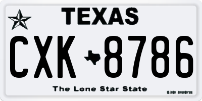 TX license plate CXK8786