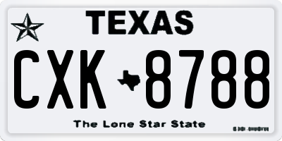 TX license plate CXK8788