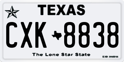 TX license plate CXK8838