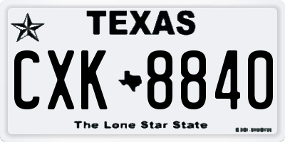 TX license plate CXK8840