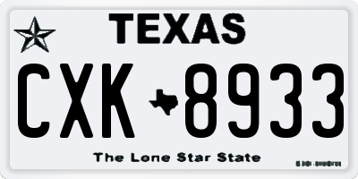 TX license plate CXK8933