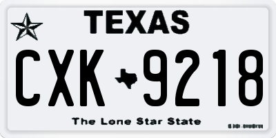 TX license plate CXK9218