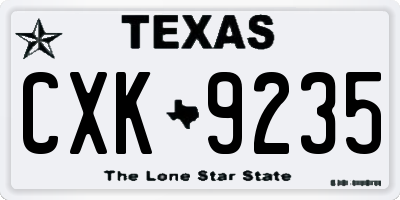 TX license plate CXK9235