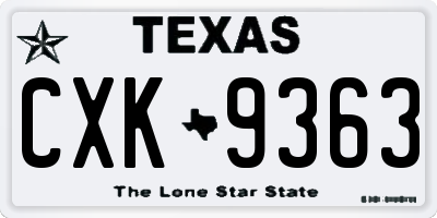 TX license plate CXK9363