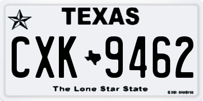 TX license plate CXK9462