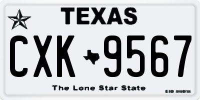 TX license plate CXK9567